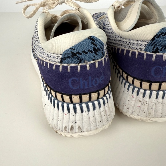 CHLOE Nama Stitch Walking Beige Cosmic Blue Sneakers 38, 7.5 - Picture 13 of 13